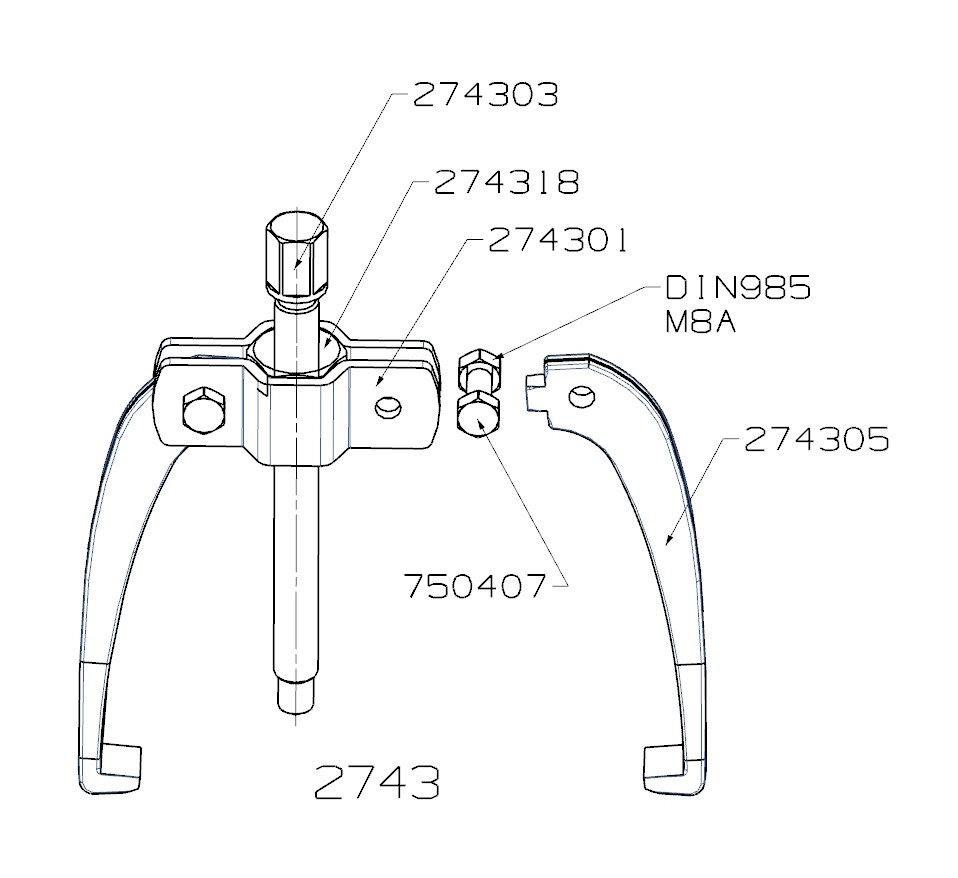 EXTRACTOR FORZA SERIE 2740 AUTOCENTRANTE LIGERO DE 2 PATAS